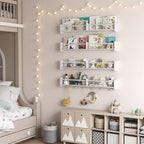 34Inch Nursery Bookshelves, Wall Floating Shelf Kids Coat Rack - Image 5