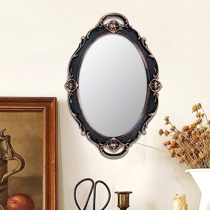 YCHMIR Vintage Mirror Small Wall Mirror Hanging Mirror 14.5 x 10 inchs Oval - Image 3
