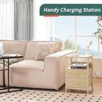 Yoobure Nightstand with Charging Station, Small Night Stand with Fabric Drawers - Image 4