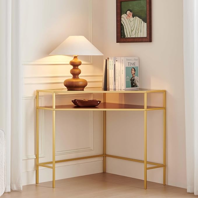 LumFurn Corner Table for Small Space, Triangle Computer Desk for Living Room - Image 3