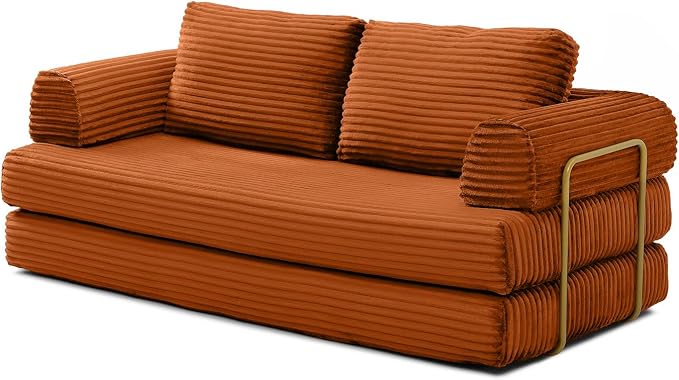 HANXIN 80 Inch Convertible Sleeper Sofa Bed, High Back Plush Corduroy Folding - Image 8