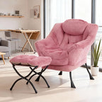 Lazy Chair with Ottoman, Modern Accent Chair Contemporary Sofa Chair with - Image 2