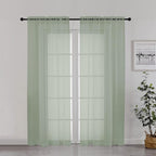 Chyhomenyc Sage Green Sheer Curtains 72 Inch Length 2 Panels, Light Filtering by Chyhomenyc