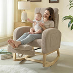 NIOIIKIT Modern Nursery Rocking Chair, Teddy Upholstered Rocking Chair - Image 3