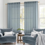 MIULEE Dusty Blue Linen Curtains 52x54 Inch 2 Panel - Image 2