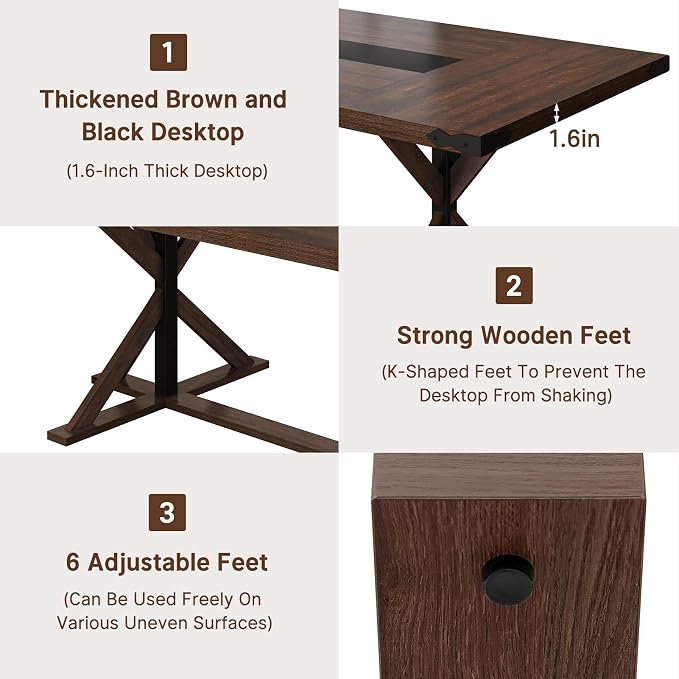 Hlivelood 78 Inch Dining Table for 8 People, Rectangular Kitchen Farmhouse - Image 7