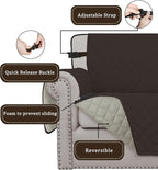 Easy-Going Reversible Couch Cover, Chair 30 in, Chocolate/Beige | Machine - Image 3