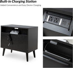 HULALA HOME End Table with Charging Station, Mid-Century Modern 2 Drawer and - Image 4