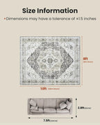 AMADA HOMEFURNISHING Grey 8x10 Area Rug, Washable Low-Profile Large Area Rug - Image 2