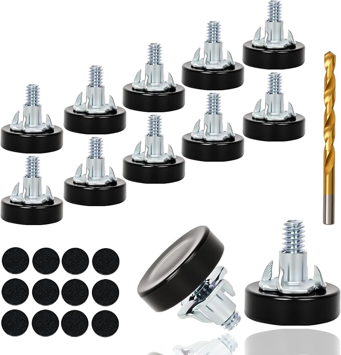 12 PCS 1/4" Thread Furniture Feet Levelers, Furniture Leveling Feet by Eunenete