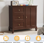 HLR Accent Cabinet with 3 Drawers and Door, Wooden Storage Cabinet with Shelves - Image 5