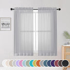 Light Grey Sheer Curtains 54 Inch Length by OWENIE