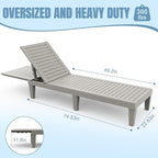 Lounge Chair Outdoor, High-Impact PP 5 Position Adjustable Tanning Chair - Image 3