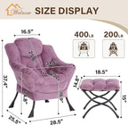 Welnow Lazy Chair with Ottoman, Modern Accent Chair with Armrests and a Side - Image 3