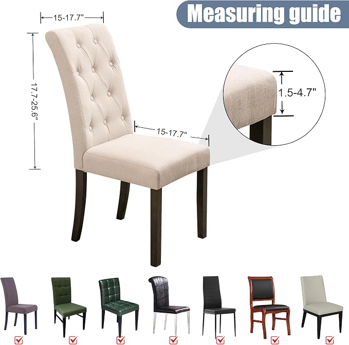 BIETYONE Stretch Dining Chair Covers Set of 8, Soft Removable Washable Kitchen - Image 5