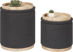 PINPLUS Round Ottoman with Storage Set of 2, Storage Ottoman with Tray by PINPLUS