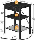 HOOBRO Side Table with Charging Station and USB Port, Small End Table - Image 3