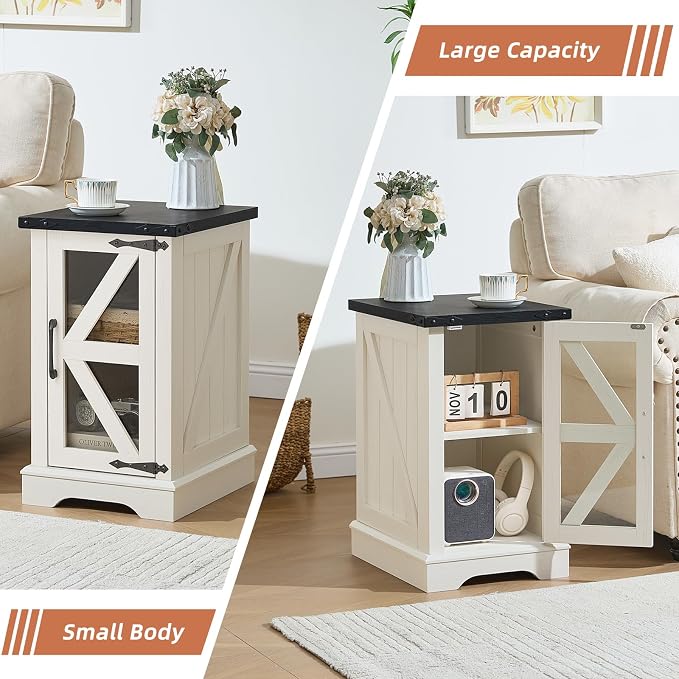 Joaxswe Narrow Night Stand for Small Spaces, Farmhouse Side End Table - Image 4