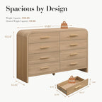 Curved 8-Drawer Dresser for Bedroom, 53.82" Wide Modern Chest of Drawers - Image 2