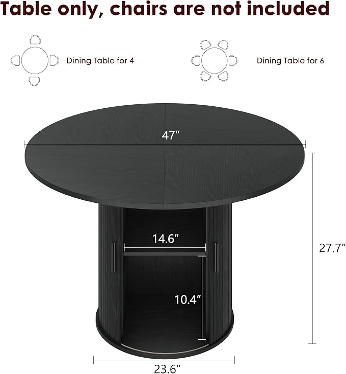 GarveeHome 47'' Round Dining Table - Image 2
