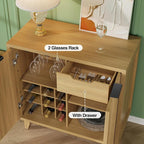 Fluted Coffee Bar Cabinet with Storage, Modern Sideboard Buffet Cabinet with - Image 6