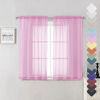Light Pink Sheer Curtains 54 Inch Length 2 Panels, Voile Airy Drapes by Lecloud