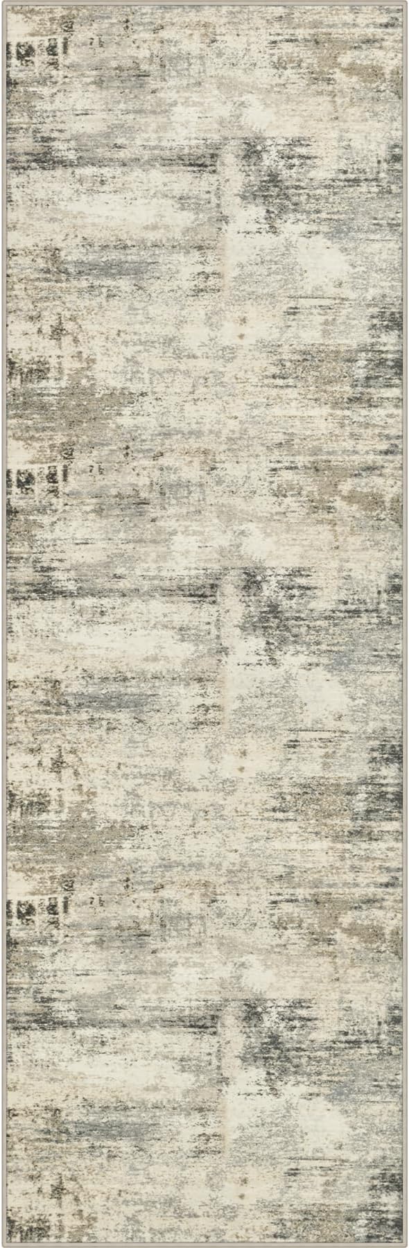 3x14 Washable Runner Rug：Modern Abstract Soft Carpet Ash Brown | by FXRHLP