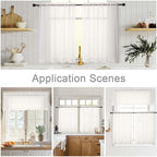 Kitchen Curtains 24 Inch Length Tier 2 Pieces, Ivory Sheer Curtain Solid Soft - Image 6