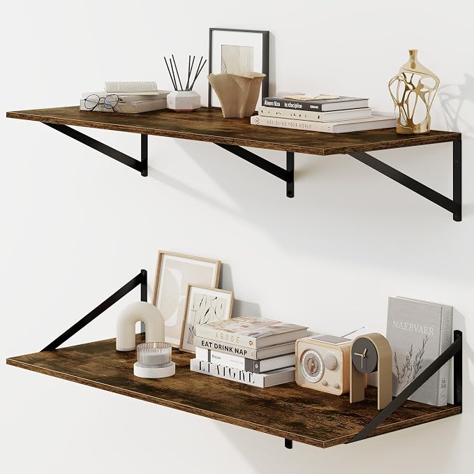 Fun Memories Floating Shelves for Wall, 12 Inch Deep Floating Shelves Set of 2 by FunMemories