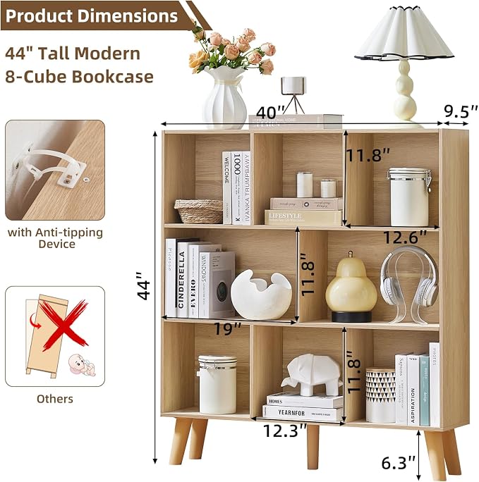 LEYAOYAO 8 Cube Bookshelf, 3 Tier Bookcase - Image 2