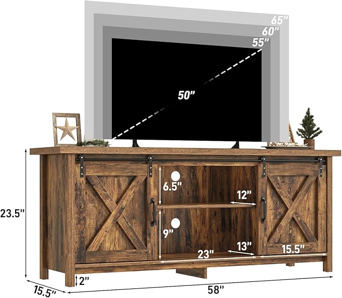 Farmhouse TV Stand for 65 Inch TV - Image 2