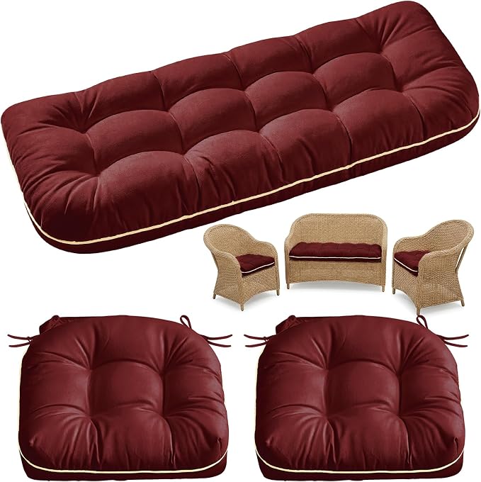 1 MIDDLE ONE Wicker Chair Cushions 3 Pieces Set by 1MIDDLEONE