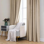 MIULEE Velvet Curtains 52x96 inches 2 Panels Cream Beige Blackout Curtains | - Image 7