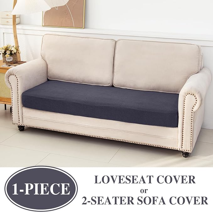 LA MEACK Couch Cushion Cover Loveseat Cover or 2 Seat Sofa Cover Washable - Image 2