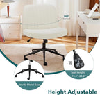 OLIXIS Criss Cross Chair with Wheels Wide Cross Legged Office Desk Vanity Chair - Image 4