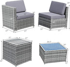 Tangkula 8 PCS Outdoor Patio Furniture Set, Rattan Wicker Sofa Set, Sectional - Image 4