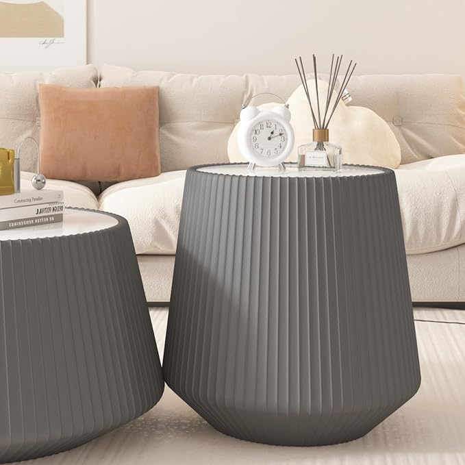19.68" Round Marble End Table, Modern Cup Shaped Side Table - Image 8