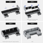 Belffin U Shaped Couch with Reversible Chaises Sectional Couches - Image 8