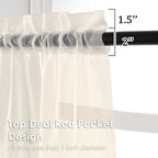 Cream Sheer Curtains 63 Inches Long 2 Panels - Image 3