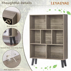 LEYAOYAO Cube Bookshelf 3 Tier Mid-Century Retro Grey Modern Bookcase - Image 4