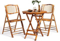 VINGLI Bamboo Folding Chair Table 3 Piece Bistro Set, Foldable Dining Wood by VINGLI