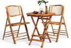 VINGLI Bamboo Folding Chair Table 3 Piece Bistro Set, Foldable Dining Wood by VINGLI