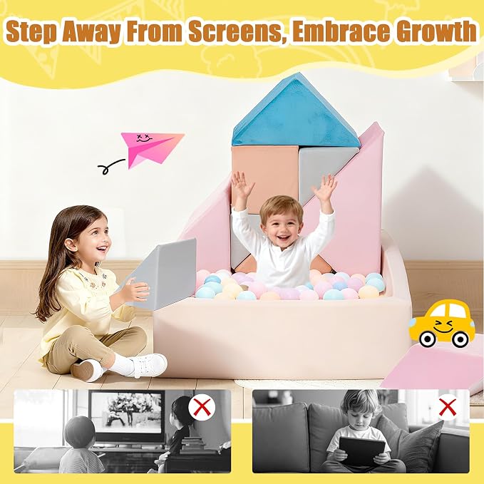 Tangram Puzzles Modular Kids Play Couch Building Fort, Children Explorer Sofa - Image 5