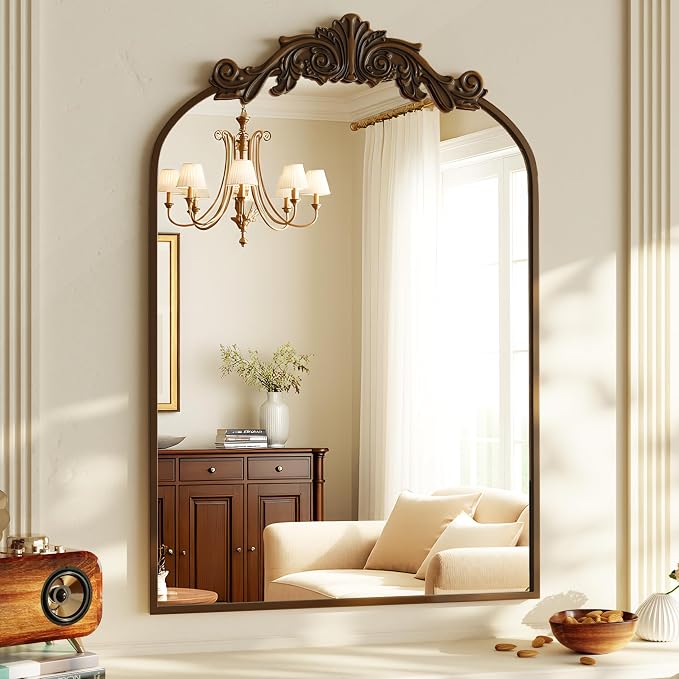 VooBang Vintage Arched Bathroom Mirror, 26x38 Inch Retro Wall Mounted Vanity - Image 4