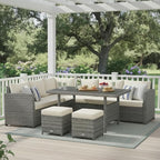 Tangkula 7 Pieces Patio Furniture Set, Outdoor Sectional Rattan Dining Sofa Set - Image 3
