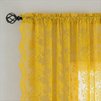 YJ YANJUN Vintage Lace Curtains 72 Inches Long-Victorian Floral Pattern Mustard - Image 5