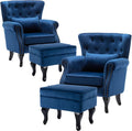 Accent Chairs with Ottoman Set of 2 Velvet Wingback Club Chair Upholstered by DMFurniture