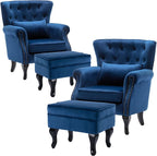 Accent Chairs with Ottoman Set of 2 Velvet Wingback Club Chair Upholstered by DMFurniture