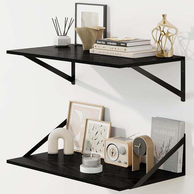 Fun Memories Floating Shelves for Wall, 12 Inch Deep Floating Shelves Set of 2 by FunMemories