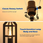 BesLowe 2-Light Farmhouse Rustic Touch Table Lamps Grey, 3-Way Dimmable Bedside - Image 2